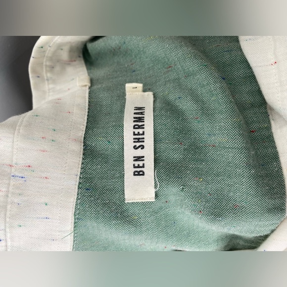 BEN SHERMAN Men's White with colorful threading running through Button-Up shirt - Picture 10 of 10